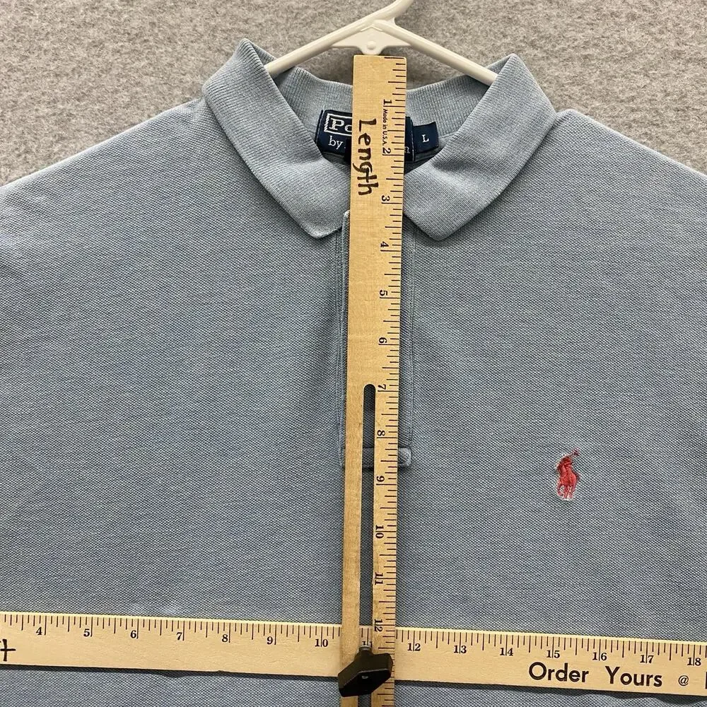 Polo Ralph Lauren Classic Fit Polo Shirt Mens Large Blue Heather Red Pony Preppy